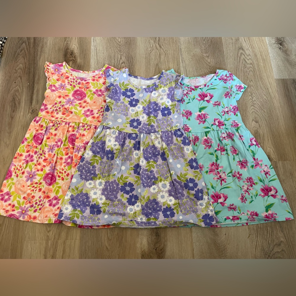 The Children's Place Floral Dresses - Pink, Purple, Aqua (Set of 3)